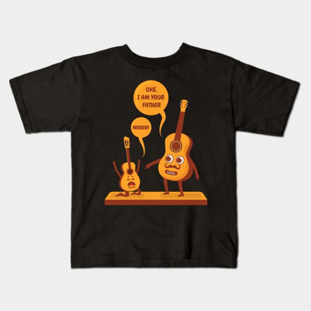 Uke I Am Your Father Ukulele Guitar Kids T-Shirt by aneisha